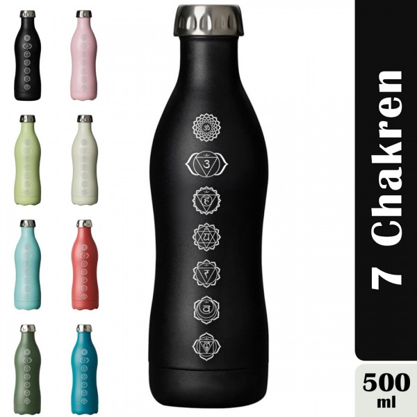 DOWABO "Chakra" Edelstahl Thermoflasche 500ml mit Lasergravur