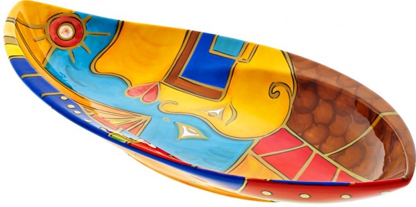 Magu Keramik Blattschale 40cm handbemalt “FACE to FACE
