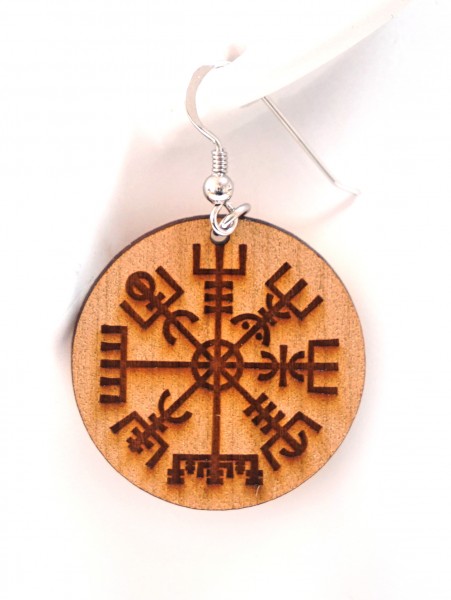 Wikinger Kompass - Vegvisir - Holz Ohrhänger Miriquidi