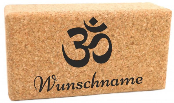 Yogablock "OM" Kork personalisiert Motiv & Name - 22.5 x 12 x 7.5cm