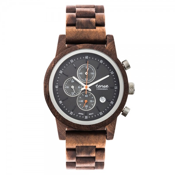 TENSE Cambridge Walnuss - Holz Chronograph