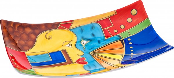 Magu Keramik Obstschale 37cm handbemalt “FACE to FACE” - 180 228
