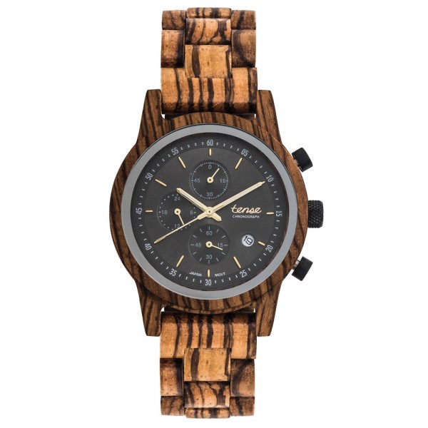 TENSE Cambridge Zebrano - Holz Chronograph