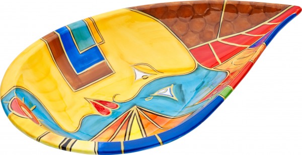 Magu Keramik Schale oval 41cm handbemalt “FACE to FACE” - 180 135