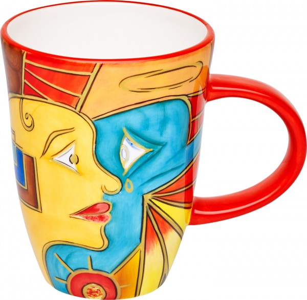 Magu Keramik Henkelbecher handbemalt “FACE to FACE” - 180 463