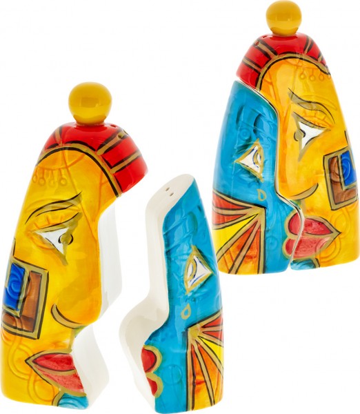Magu Keramik Salz- und Pfefferset 2tlg handbemalt “FACE to FACE” - 180 082