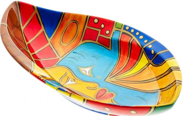 Magu Keramik Blattschale 30cm handbemalt “FACE to FACE