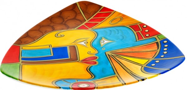 Magu Keramik Frühstücksteller 24cm handbemalt “FACE to FACE” - 180 312