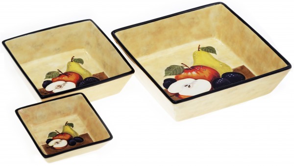 Magu Keramik Schüssel eckig 14cm handbemalt
