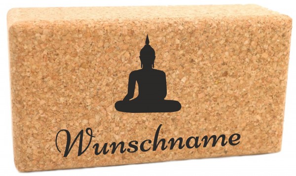 Yogablock "Buddha" Kork personalisiert Motiv & Name - 22.5 x 12 x 7.5cm