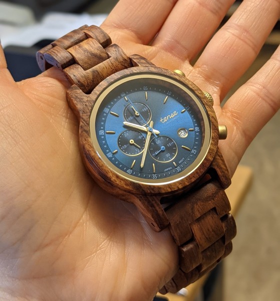 TENSE Cambridge Teak blau - Holz Chronograph